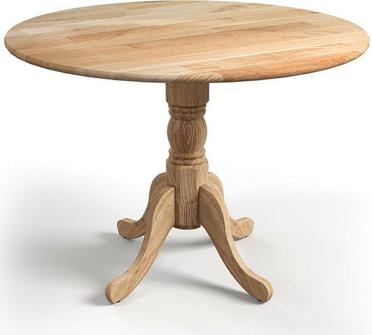 Giantex Round Dining Table, 39" D X 29" H, Rubber Wood Pedestal Table W/Round Tabletop & Curved Trestle Legs, 4-Person Dinner Table for Kitchen, Dining Room, Restaurant (Natural)