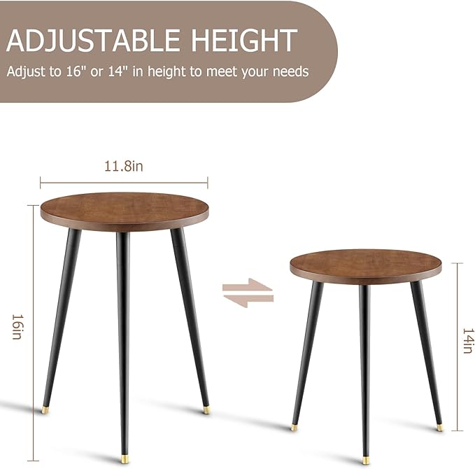 Plant Stand Indoor, Mid Century Wood Plant Stand Plant Table for Flower Pots, Heavy Duty Metal Tall Plant Holder, Modern Home Decor Small Round Side End Table (11.8"x16")
