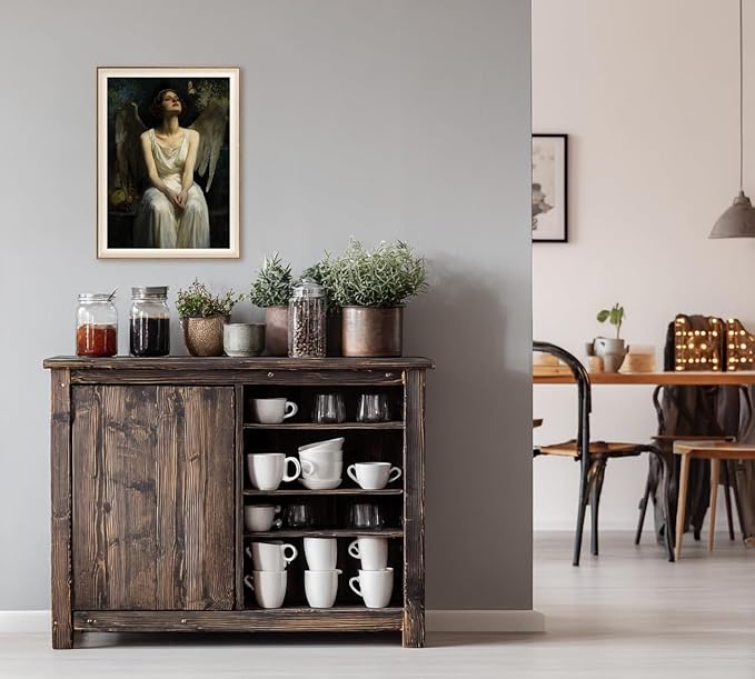 YUEYARIT Framed wall art, vintage wall decor, modern farmhouse style angel decor, canvas printed pictures, suitable for gifts, cottagecore bedroom, bathroom, living room, and office artwork.(12X16)Inch