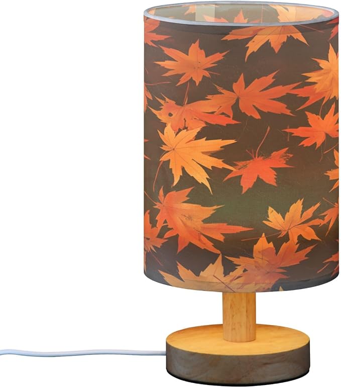 Bolaz Small Table Lamp for Bedroom Yellow Maple Table Lamp Nightstand Lamp for Livingroom Office Reading Working Table Desk