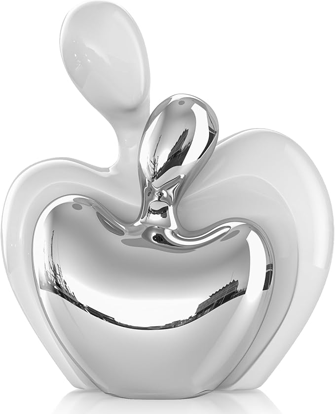 White Silver Mini Hugging Couple Statue Ceramic Lover Figurine Home Decor is a Romantic Gift for Her on Wedding Anniversary and Valentines, TV Stand Decoration Knick Knacks for Shelves (White Silver)