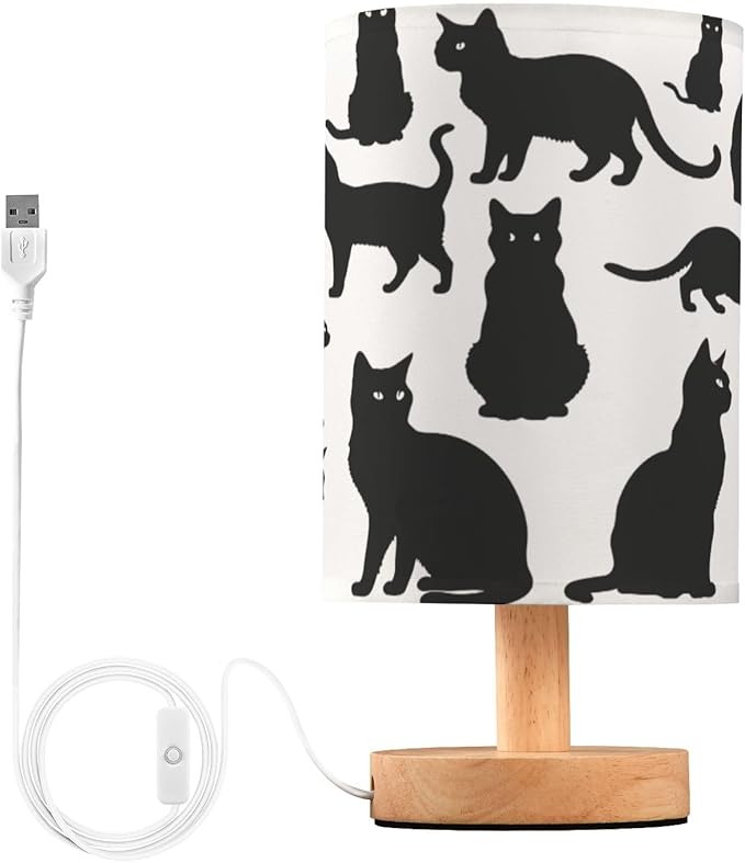 Bolaz Small Table Lamp for Bedroom Cats Table Lamp Nightstand Lamp for Livingroom Office Reading Working Table Desk