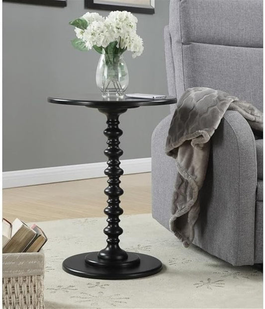 Convenience Concepts Palm Beach Spindle Table 17.75" - Traditional Round End Table for Living Room, Turned Solid Wood Side Table, Classic Display Pedestal Table, Black