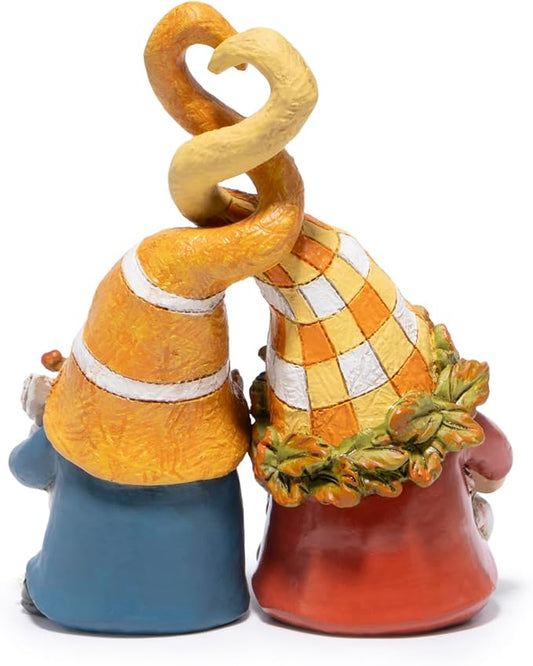 Hodao Thanksgiving Decorations for Table, Resin Fall Thanksgiving Gnome Figurines with Turkey, Pumpkin & Heart, Festive Gift for Autumn Home Decor - 2 Pcs