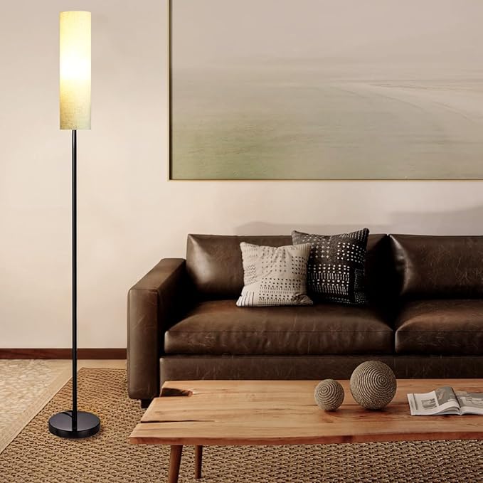 Floor Lamp for Living Room, Lamp with 3 Color Lampshades, Remote Standing Lamp for Bedroom, Office, Room décor(Bulb Included) (Linen)