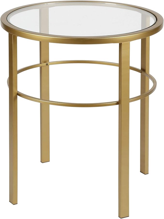 Henn&Hart 20" Wide Round Side Table in Brass, Table for Living Room, Bedroom