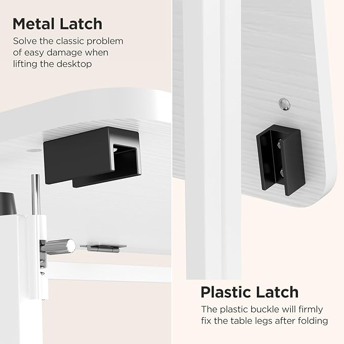 Foldable Desk, 31.5" Small Desk for Bedroom, Space Saving Folding Computer Desk for Home Office, Easy Assembly, White