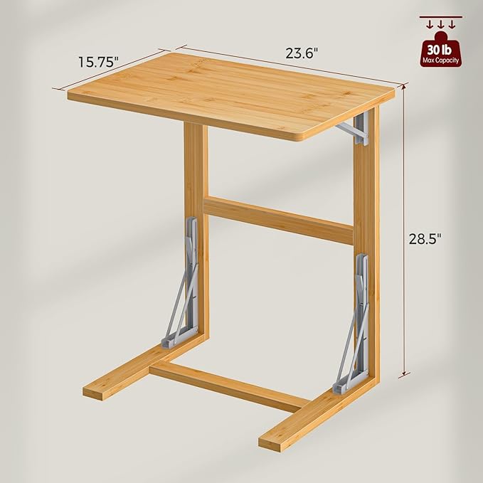 Tatub Folding TV Tray Table, 24" Foldable C Shaped end Table for Couch Laptop Living Room Bedroom Home Office