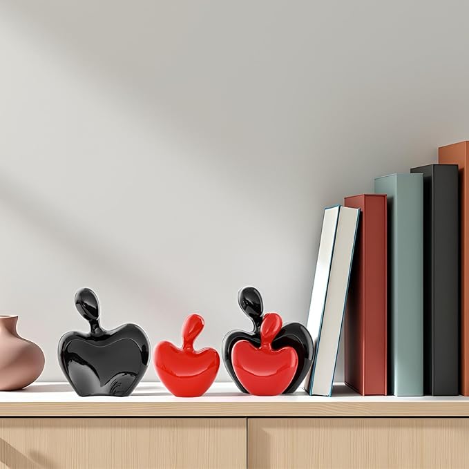 XMGZQ Mini Hugging Couple Statue Ceramic Lover Figurine Home Decor is a Romantic Gift for Her on Wedding Anniversary and Valentines, TV Stand Decoration Knick Knacks for Shelves (Red)