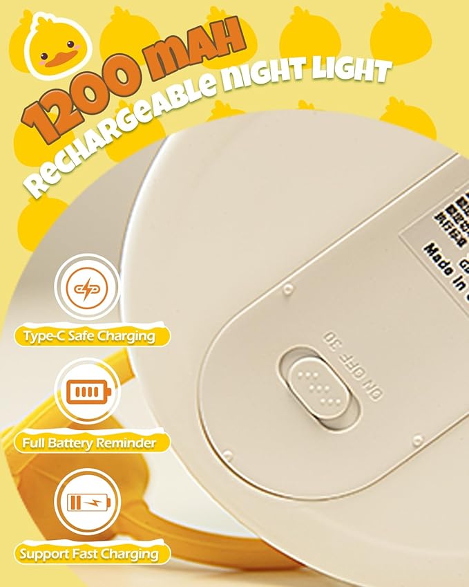 Cute Duck Night Light, Animal Lamp, Food Grade Silicone, Rechargeable, 3 Level Dimmable, Squishy Nursery Nightlight for Desk Decor, Funny Gifts Stuff for Boys Girls Baby, White Elephant Gifts