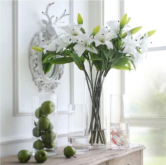 DARENYI Clear Glass Vase for Flowers, 12 inches Tall Cylinder Vase Decorative for Centerpiece, Living Room, Floating Candle, Office, Wedding or Gifts