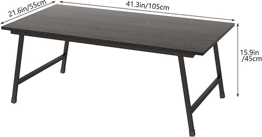Black Coffee Table Foldable,Center Tables Modern Style, Industrial Wood Tabletop and Metal Frame, Accent Furniture for Home Office, Living Room,End Table,Tea Table, No Assembly