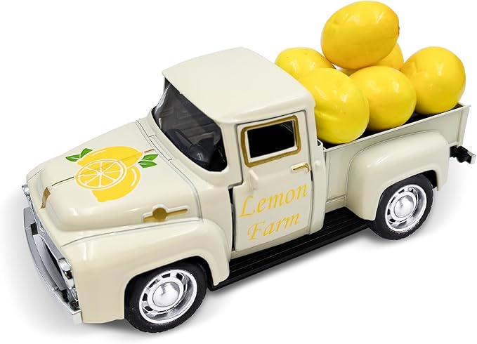 Lemon Truck Decor with Mini Fake Lemons Lemon Decorations for Home Kitchen Farmhouse Tabletop Centerpiece Summer Tiered Tray Decor Lemonade Stand Decorations Amalfi Coast Party Favor, Cream