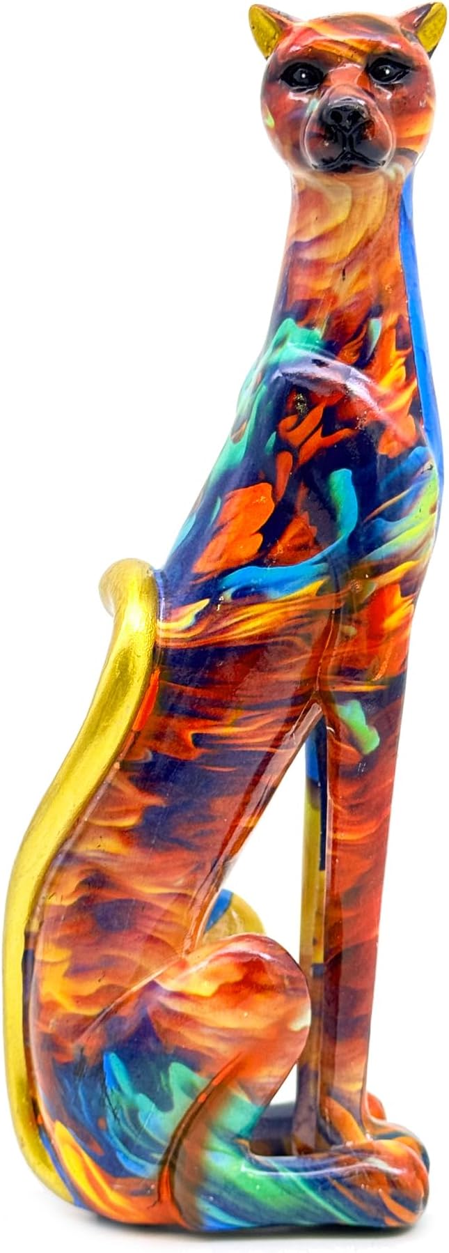 Colorful Leopard Statue Art Figurine Sculpture Collectible Gifts for Leopard Lover Office Home Decor Desk Accessories Decoration Garden Figurines Outdoor Decor (Color G)