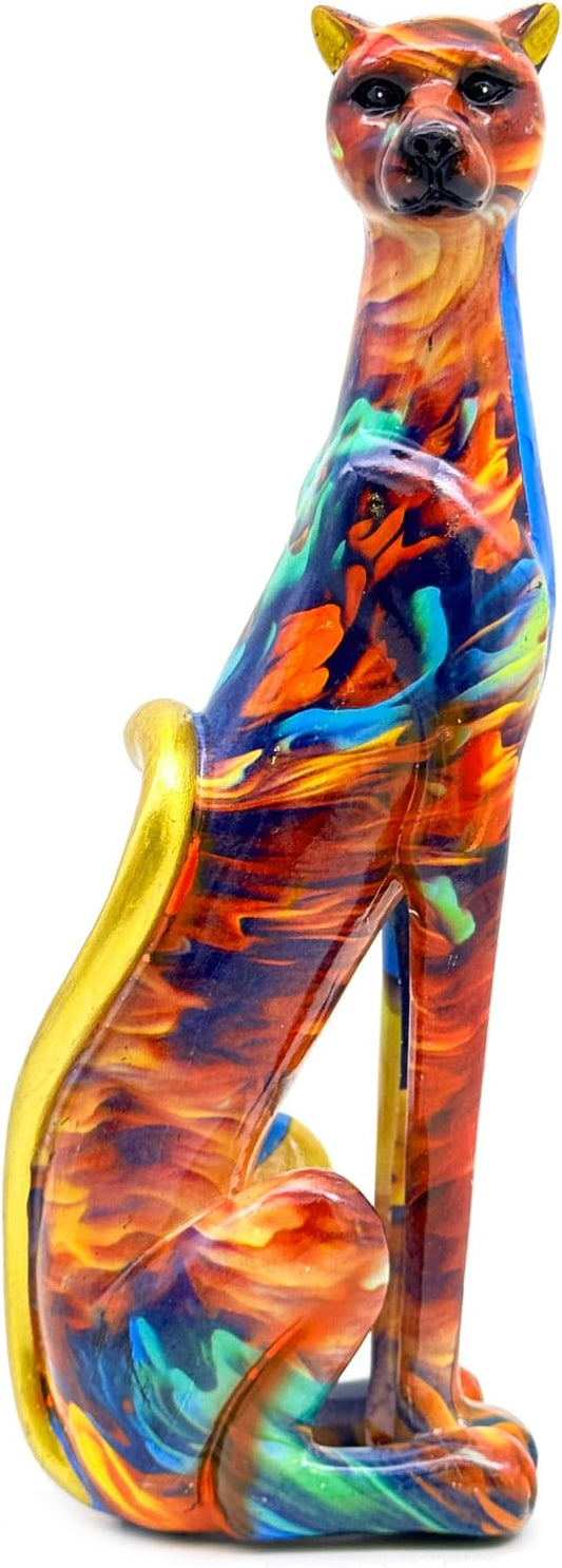 Colorful Leopard Statue Art Figurine Sculpture Collectible Gifts for Leopard Lover Office Home Decor Desk Accessories Decoration Garden Figurines Outdoor Decor (Color G)