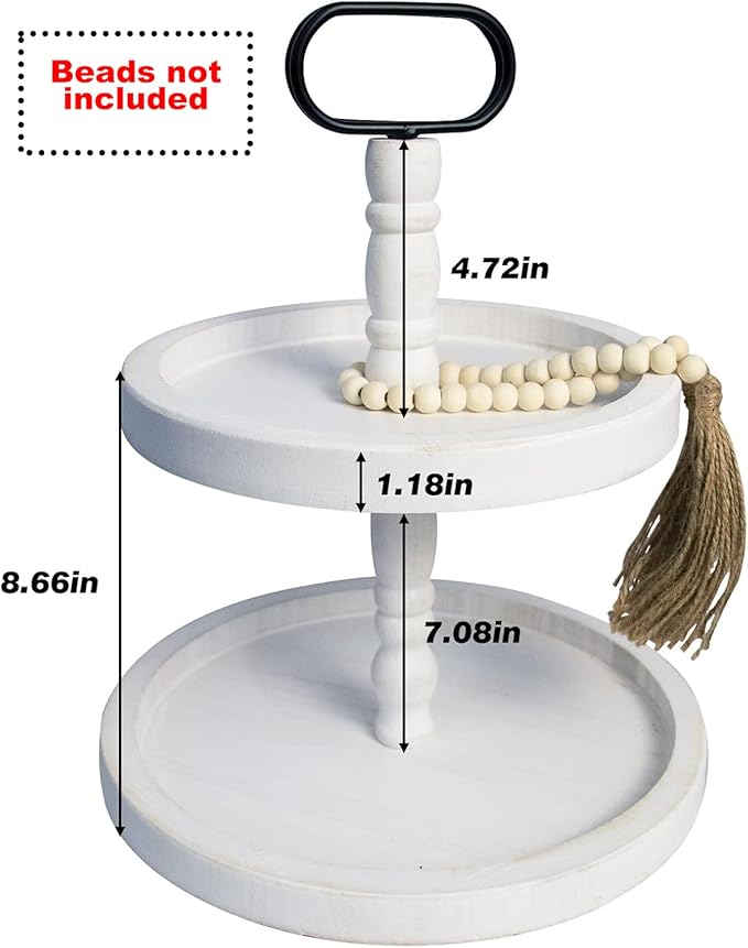 Rustic 2 Tiered Tray Decor, Coffee Color, Wooden Material, Round Shape