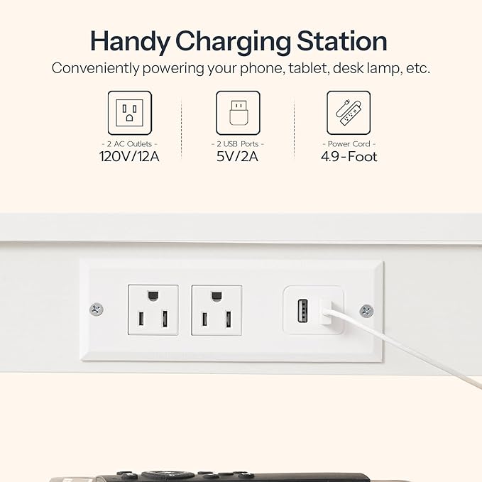 HOOBRO Side Table with Charging Station and USB Ports, Small End Table for Small Space, 3-Tier Nightstand with Adjustable Shelf, for Living Room, Bedroom and Balcony, White WW112BZ01