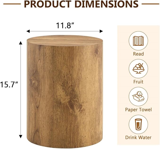 Round Side Table, End Table Living Room Table, Sofa Couch Bedside Table, Nightstand for Small Spaces, No Assembly Required - Ready to Use