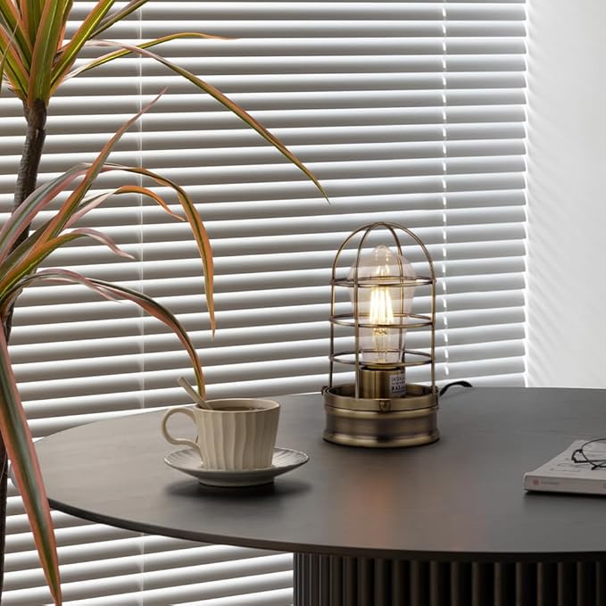 Cerdeco Small Retro Bronze Vintage Table Lamp,Industrial Desktop Lamp for Bedside,Bar,Cafe,Bedroom,livingRoom,(Bulb Not Included)