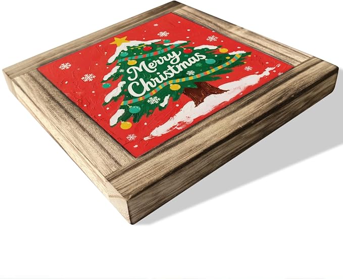 Christmas Decor Signs, Christmas Tree Decorations for Table Counter Shelves, Modern Farmhouse Home Decors, Xmas Wood Decor for Home Office Cafe Bar Club, Desk Decors Art