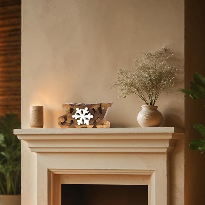 Decozen Living Room Decor: Handcrafted Joy Sign Letters Centerpiece - Bedroom, Indoor Coffee Table, House, Dining Room, Farmhouse & Kitchen Decor, Housewarming Gifts and Accessories - Solid Wood