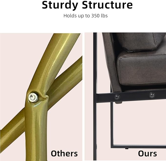 INZOY Mid Century Modern Accent Chair with Removable Cushions Set of 6, Comfy PU Leather Living Room Chairs with Thicker Backrest and Cushion, Metal Frame Design, Dark Grey