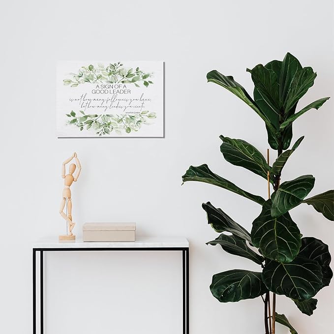 BIWSHA Inspirational Wall Art,Motivational a Sign of a Good Leader Wall Print,Mahatma Gandhi Quotes Canvas Wall Art,Leadership Gifts Wall Decor for Home Living Room 14x11 Inch