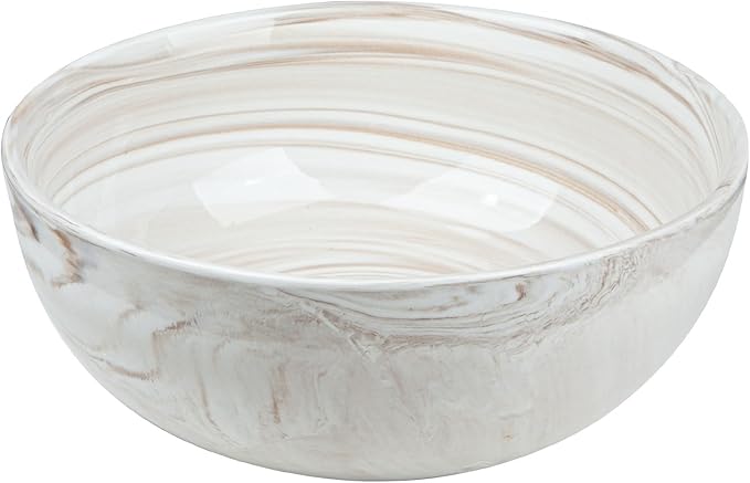 Large Decorative Fruit Bowl, Marble-patterned Ceramic Bowl for Coffee Table Entryway Kitchen Modern Home Decor Centerpiece 9.5 Inches,Brown