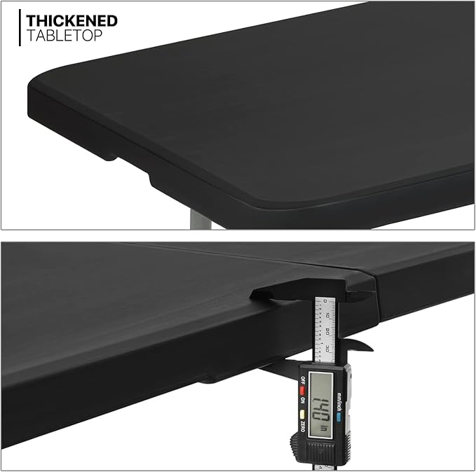 MoNiBloom 6Ft Folding Table, Heavy Duty Portable Plastic Dining Tables Fold in Half Indoor Outdoor Desk w/Handle, Lock for Camping Picnic Party, Black