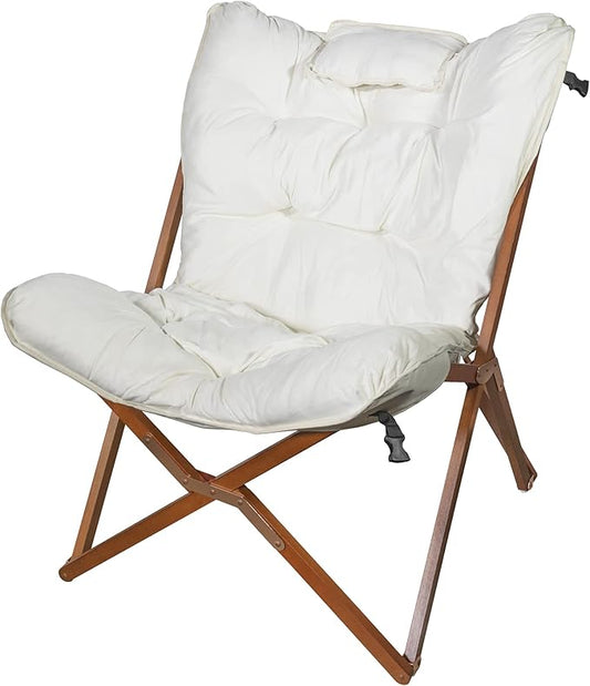 Zenithen Indoor Wood Butterfly Folding Accent Chair, Perfect for Dorm Rooms, Bedrooms, and Living Rooms, Use for Reading, Writing, Studying, Gaming, and Movies, White