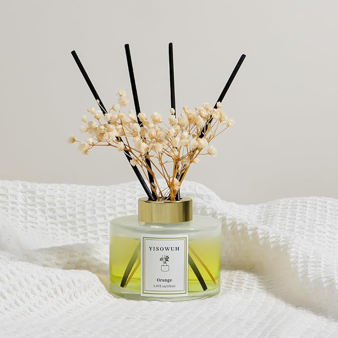 Reed Diffuser Set,5.07 fl oz (150 ml) - Orange Oil Diffusers with 8 Reed Sticks,Home Fragrance Reed Diffuser for Bathroom Shelf Decor