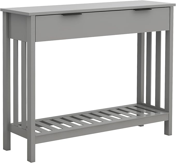 TaoHFE Entryway Table with Storage, Modern Sofa Table with Slatted Frame, Entry Way Table with Smooth Finish, Long Console Table for Hallway, Entryway, Living Room, Bathroom, Bedroom, Grey