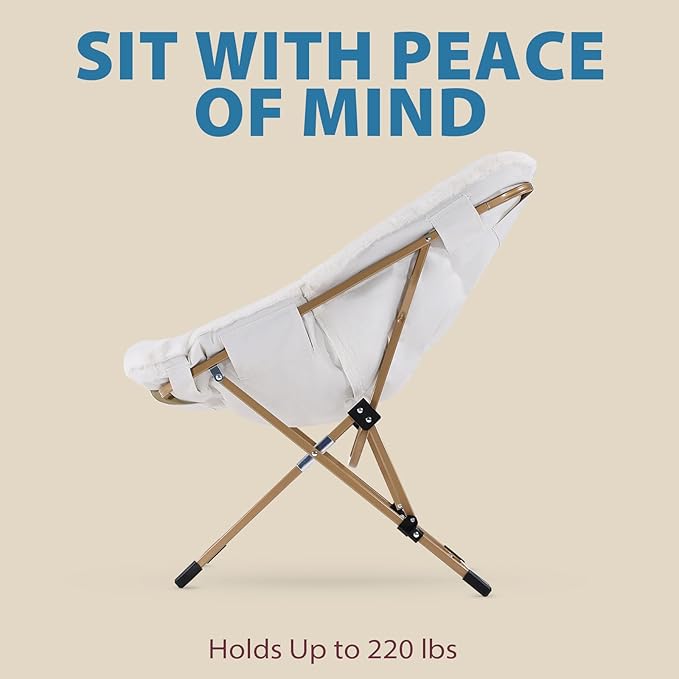 OAKHAM Comfy Chair for Adults, Soft Faux Fur Folding Lounge for Bedroom Living Room Dorm Rooms Flexible Reading Chair for Teens Kids, X-Large Foldable (Faux Fur-White)