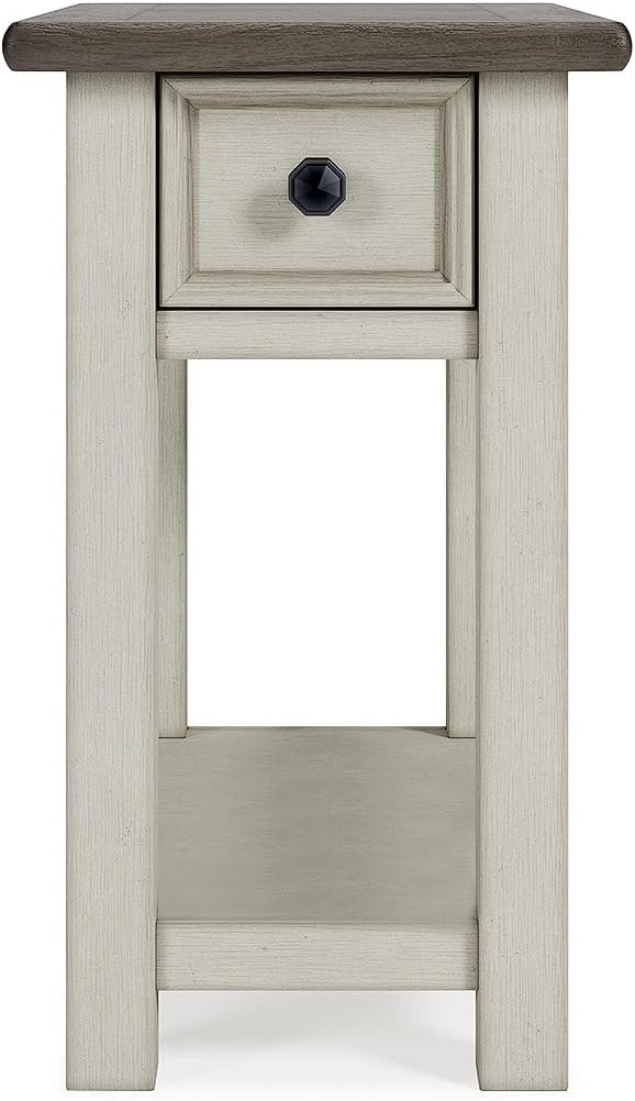 Signature Design by Ashley Bolanburg | Farmhouse Chair-Side End Table – USB Charging Ports, Drawer, Two-Tone Light Brown & Whitewash