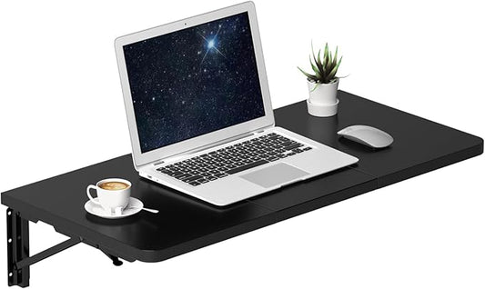 TEAMIX Wall Mounted Desk, Folding Table for Small Spaces, Wall Floating Desk with Heavy Duty Brackets for Laundry Room,Kitchen,Office Storage