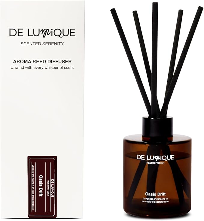 Oasis Drift Luxury Reed Diffuser – Home Fragrance Diffuser with Lavender, Marine, and Watermelon, Long-Lasting Scent for Bathroom, Bedroom, or Living Room – 150ml