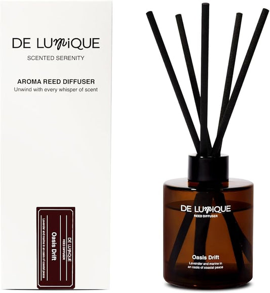 Oasis Drift Luxury Reed Diffuser – Home Fragrance Diffuser with Lavender, Marine, and Watermelon, Long-Lasting Scent for Bathroom, Bedroom, or Living Room – 150ml