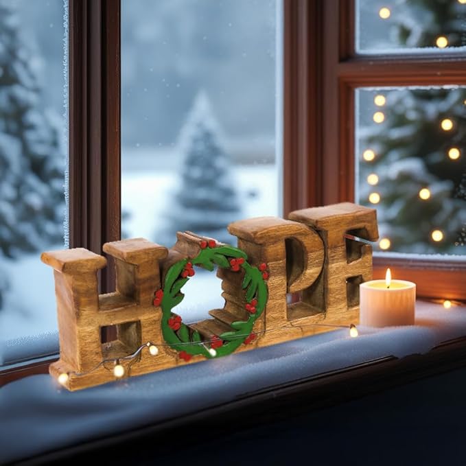 Decozen Living Room Decor: Handcrafted Hope Sign Letters Centerpiece - Bedroom, Indoor Coffee Table, House, Dining Room, Farmhouse & Kitchen Decor, Housewarming Gifts and Accessories - Solid Wood