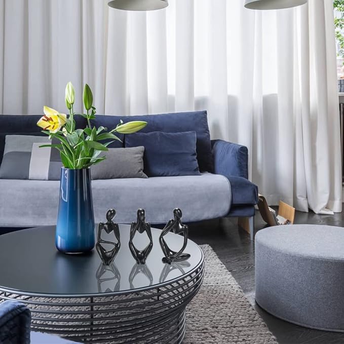 BOPART 3Pcs Thinker Statues Black Decor for Home, Office or Living Room, Resin Black Figurines Sculptures for Floating Shelf, Coffee Table Decoration