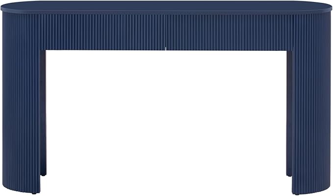 kevinplus 54'' Wood Console Table Sofa Table with 2 Drawer Storage for Entryway, Modern Elegant Fluted Design & Curved Edge, Easy Assemble, Blue