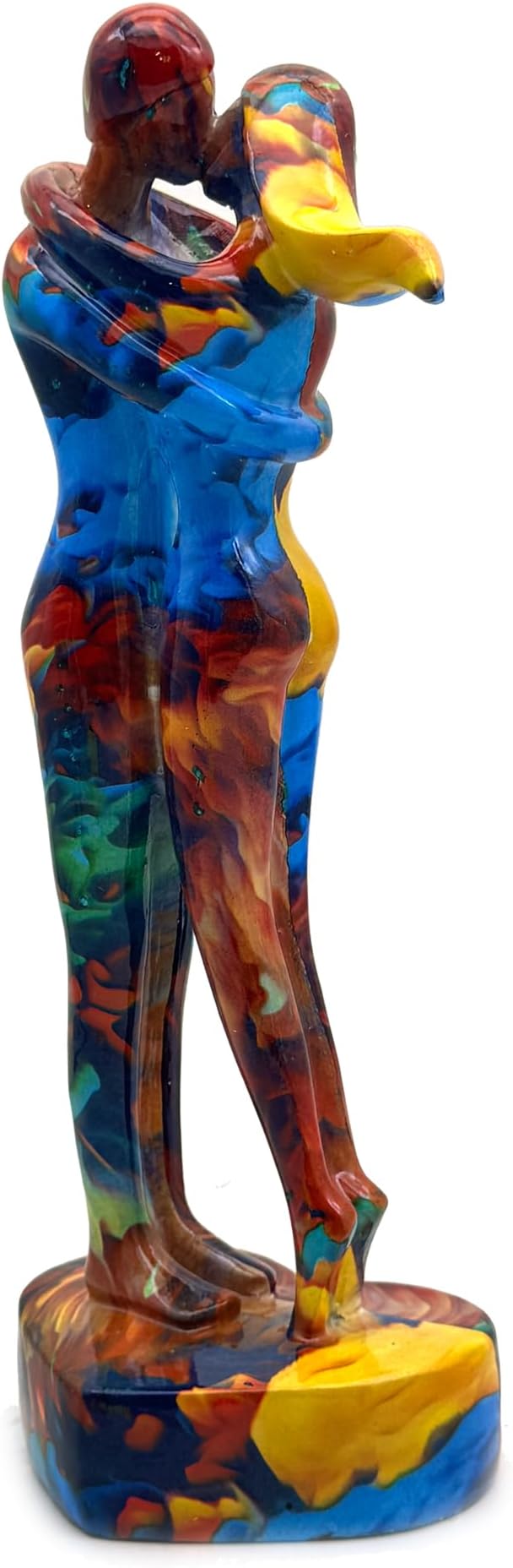 10.5 Inch Couple Sweethearts Lover Hug Kissing Statue Figurine Sculpture Resin Collectible Gifts for Office Home Decor Desk Accessories Decoration Figurines (Multicolor)