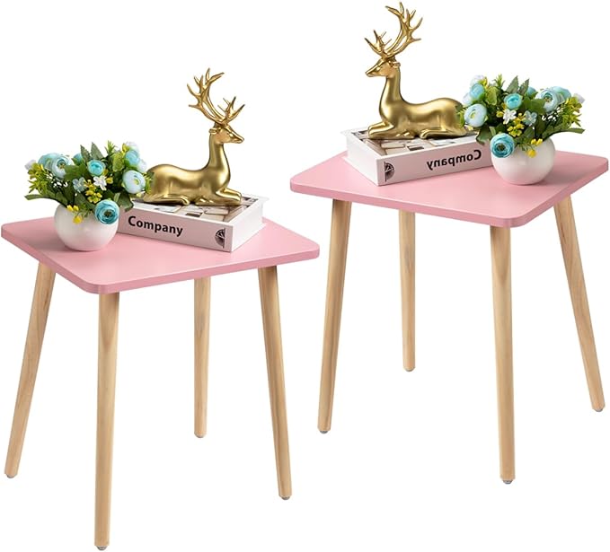 FORAOFUR Side Table Set of 2, Modern Side Table Accent Tables for Small Spaces, Wooden Home Decor, Easy Assembly