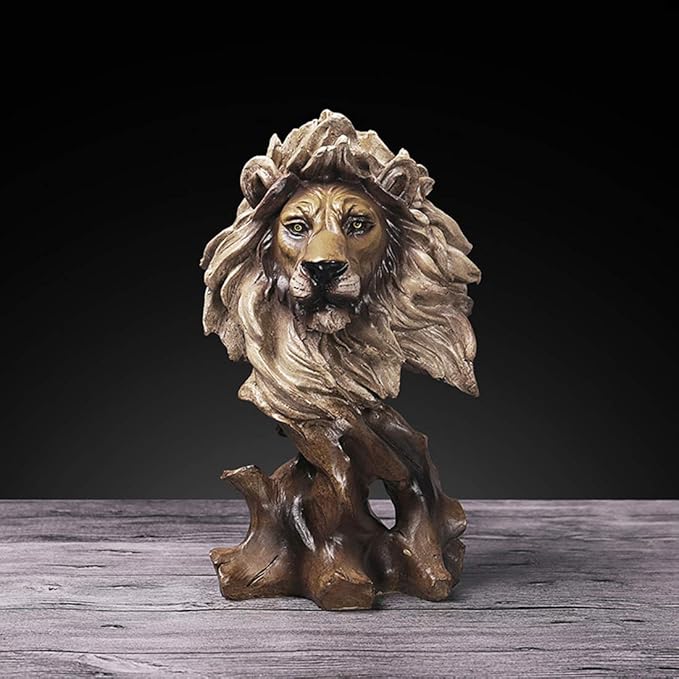 FUNSXBUG 11 Inch Resin Lion Statue Sculpture Animal Collectible Figurine Gift Idea Home Desktop Decoration