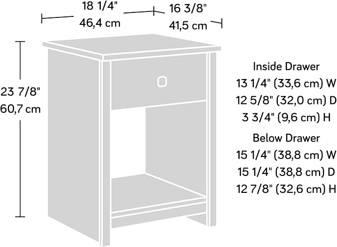Sauder River Ranch Night Stand, White Plank Finish