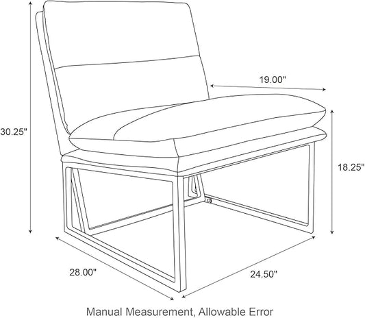 Glitzhome Mid Century Modern Accent Chairs Set of 2, Living Room Chairs with Metal Frame, Thick Leatherette Leisure Chairs Upholstered Chairs for Home Office -Coffee