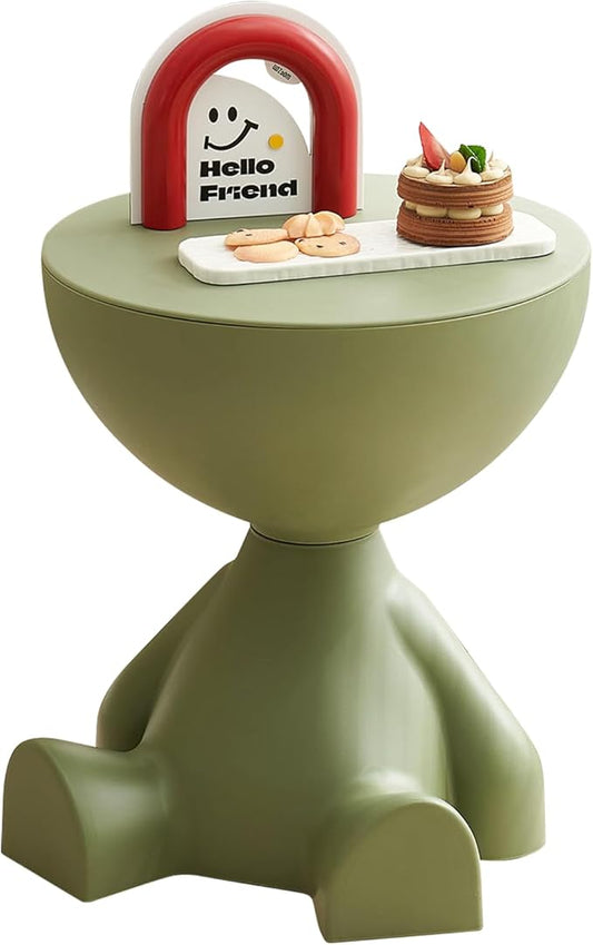 Mini Circle Side Table, Small Modern Bowl-Shaped Coffee Table, Sofa End Table Nightstand, Modern Bedside Home Decor for Living Room, Bedroom，Living Room (Green)