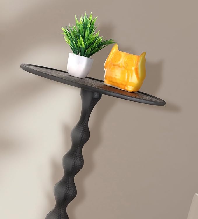 Alpha Living Home Round Metal End Tables for Living Room, Lightweight Metal Accent, Modern Side Table, Bedroom Nightstand, Small Coffee, Space-Saving, Easy Assembly 14.5" (Black)