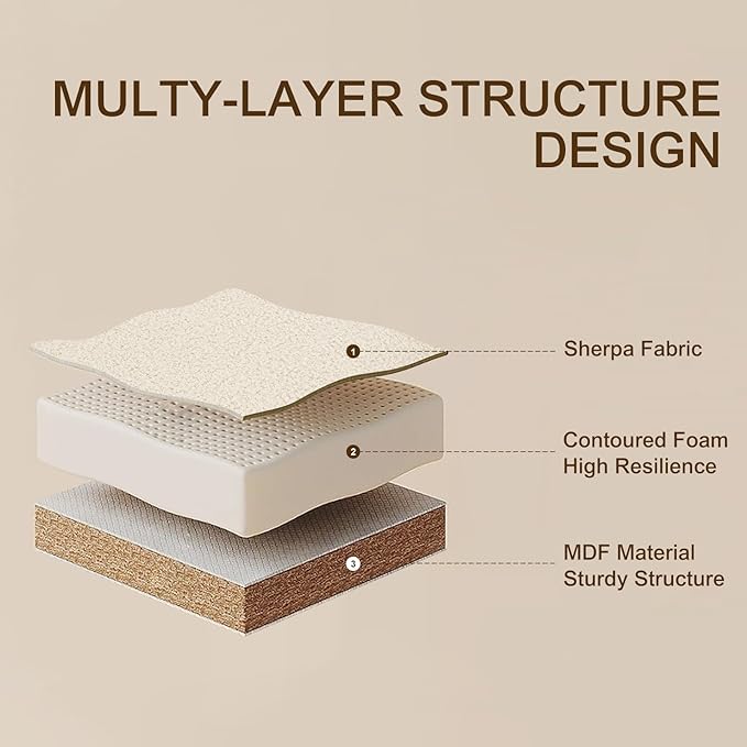 Furnimart Faux Fur Boho Bench Ottoman Upholstered Tufted Bench with Padded Seat, Footrest Foot Stool with Sturdy Metal Leg, for Bedroom Living Room Entryway