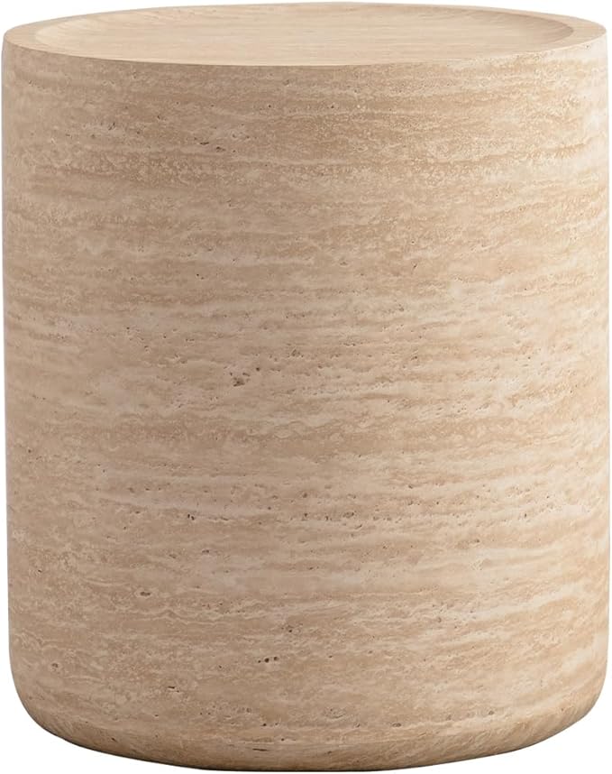 15.75" Round End Table, Modern Faux Mars Pattern Circle Side Tables for Living Room, Round Nightstand Small Coffee Accent End Table for Apartment,Bedroom,Office,No Need Assembly