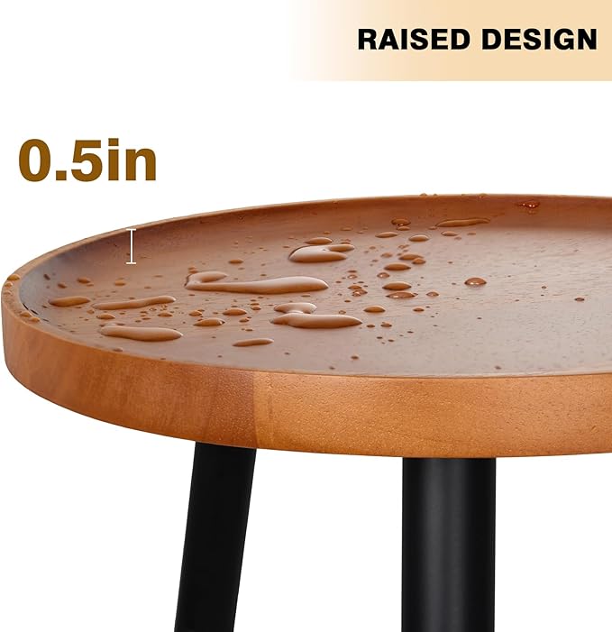 Plant Stand Indoor, Mid Century Wood Plant Table Plant Holder with Raised Design,Heavy Duty Metal Tall Flower Pot Stand, Modern Home Decor Small Round Side End Table(11.8"x16")